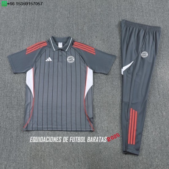 Nuevo Conjunto Completo Polo Bayern Múnich 26/27 Gris Rojo Blanco Baratas