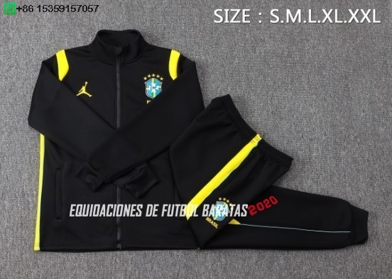 Nuevo Conjunto Completo Ropa Deportiva Con Cremallera Larga Brasil 2026 Negro Amarillo Baratas