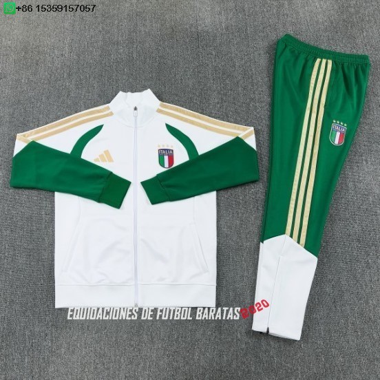Nuevo Conjunto Completo Ropa Deportiva Con Cremallera Larga Italia 2026 Blanco I Verde Baratas