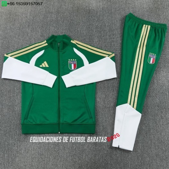 Nuevo Conjunto Completo Ropa Deportiva Con Cremallera Larga Italia 2026 Verde I Blanco Baratas