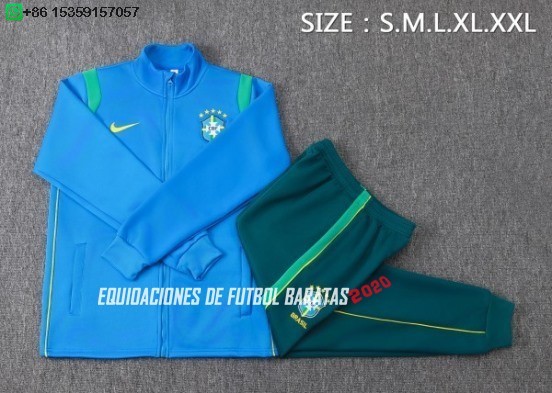Nuevo Conjunto Completo Ropa Deportiva Con Cremallera Larga Niños Brasil 2026 Azul Verde Baratas