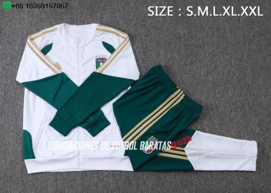Nuevo Conjunto Completo Ropa Deportiva Con Cremallera Larga Niños Italia 2026 Blanco Verde Baratas