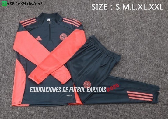 Nuevo Conjunto Completo Sudadera Entrenamiento Bayern Múnich 25/26 Gris Naranja Baratas