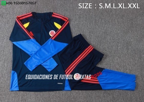 Nuevo Conjunto Completo Sudadera Entrenamiento Colombia 2026 Azul Amarillo Baratas
