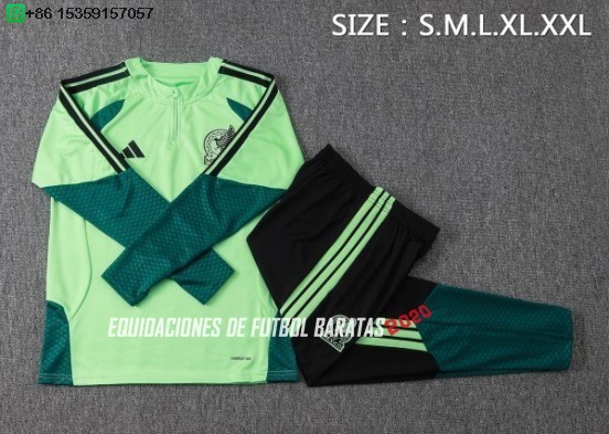 Nuevo Conjunto Completo Sudadera Entrenamiento México 2026 Verde Negro Baratas