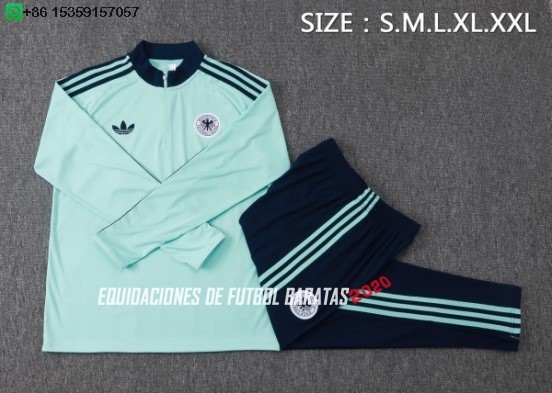 Nuevo Conjunto Completo Sudadera Entrenamiento Niños Alemania 2026 Verde Azul Baratas