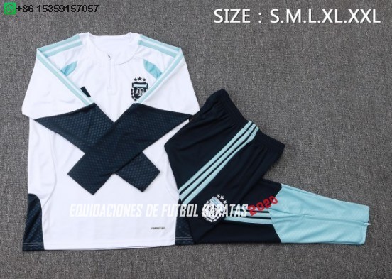 Nuevo Conjunto Completo Sudadera Entrenamiento Niños Argentina 2026 Blanco Azul Baratas