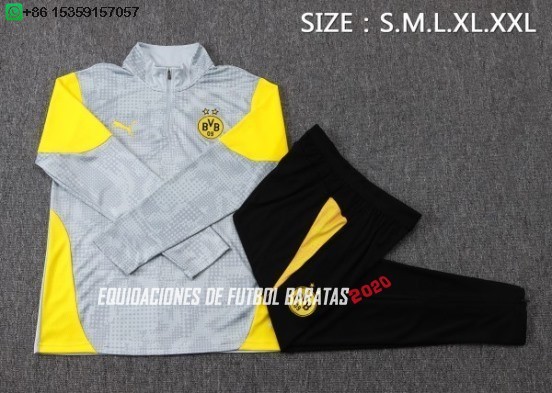 Nuevo Conjunto Completo Sudadera Entrenamiento Niños Borussia Dortmund 25/26 Gris Amarillo Negro Baratas