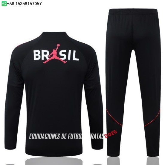 Nuevo Conjunto Completo Sudadera Entrenamiento Niños Brasil 2026 Negro Rosa Baratas