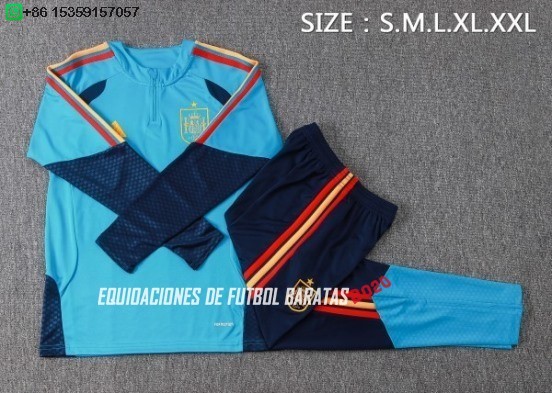 Nuevo Conjunto Completo Sudadera Entrenamiento Niños España 2026 Azul Baratas