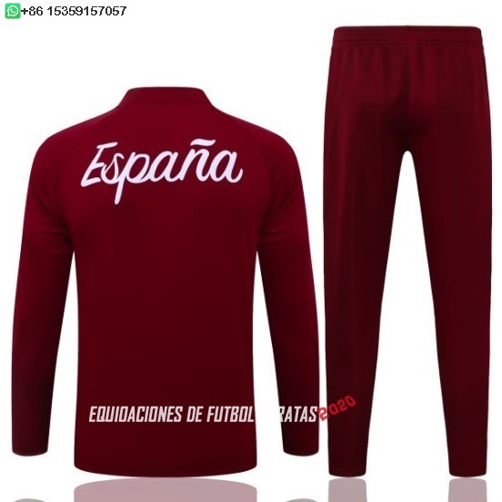 Nuevo Conjunto Completo Sudadera Entrenamiento Niños España 2026 Borgona Baratas