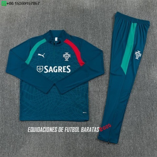 Nuevo Conjunto Completo Sudadera Entrenamiento Niños Portugal 2026 Verde Rojo Baratas