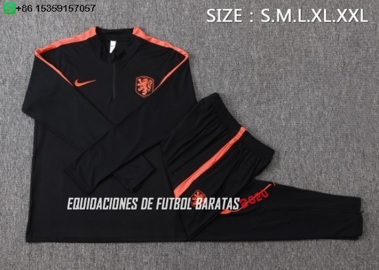 Nuevo Conjunto Completo Sudadera Entrenamiento Países Bajos 2026 Negro Baratas