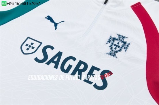 Nuevo Conjunto Completo Sudadera Entrenamiento Portugal 2026 Blanco Verde Rojo Baratas