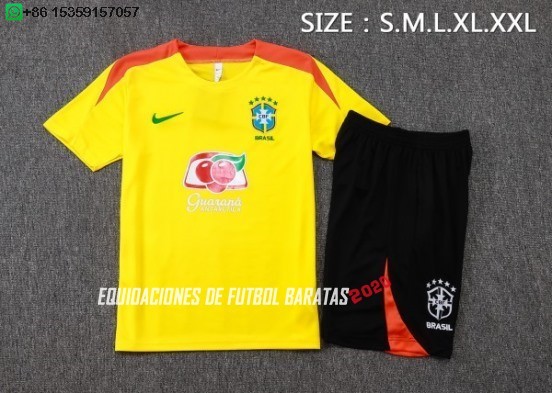 Nuevo Entrenamiento Conjunto Completo Brasil 2026 Amarillo Naranja Negro Baratas