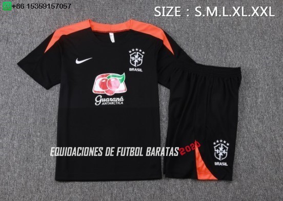 Nuevo Entrenamiento Conjunto Completo Brasil 2026 Negro Naranja Baratas