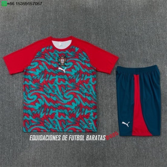 Nuevo Entrenamiento Conjunto Completo Portugal 2026 Rojo I Verde Baratas