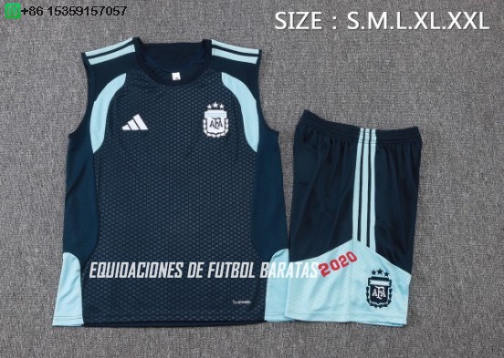 Nuevo Entrenamiento Sin Mangas Conjunto Completo Argentina 2026 Azul Marino Baratas