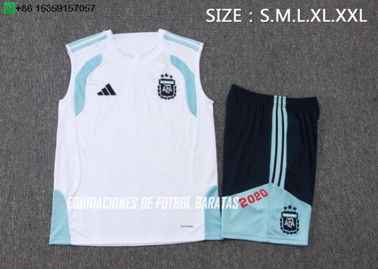 Nuevo Entrenamiento Sin Mangas Conjunto Completo Argentina 2026 Blanco Azul Baratas