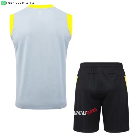 Nuevo Entrenamiento Sin Mangas Conjunto Completo Borussia Dortmund 25/26 Gris Amarillo Negro Baratas