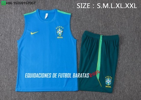 Nuevo Entrenamiento Sin Mangas Conjunto Completo Brasil 2026 Azul Verde Baratas