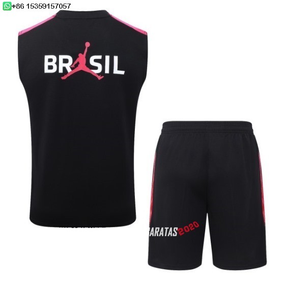 Nuevo Entrenamiento Sin Mangas Conjunto Completo Brasil 2026 Negro Rosa Baratas