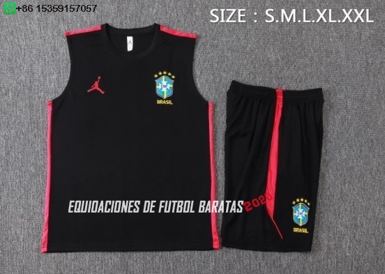 Nuevo Entrenamiento Sin Mangas Conjunto Completo Brasil 2026 Negro Rosa Baratas