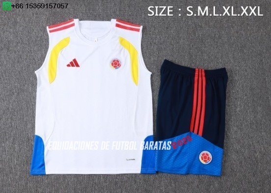 Nuevo Entrenamiento Sin Mangas Conjunto Completo Colombia 2026 Blanco Amarillo Baratas