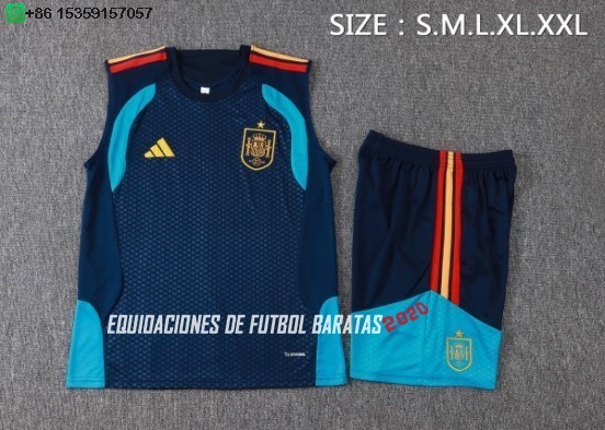 Nuevo Entrenamiento Sin Mangas Conjunto Completo España 2026 Azul Baratas