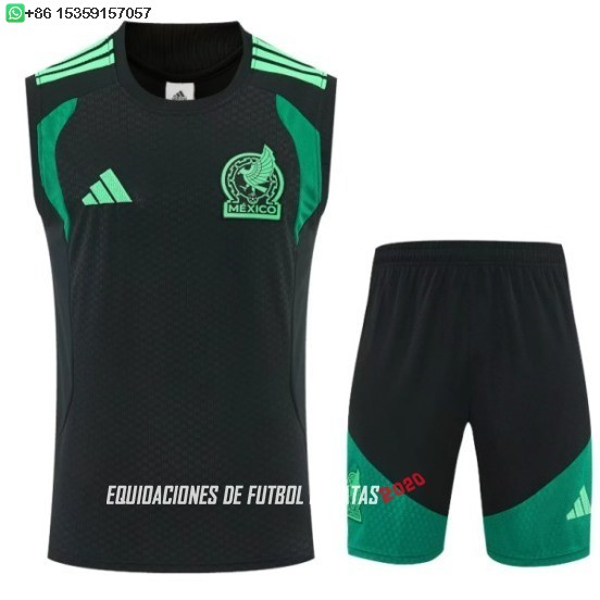 Nuevo Entrenamiento Sin Mangas Conjunto Completo México 2026 Verde Negro Baratas