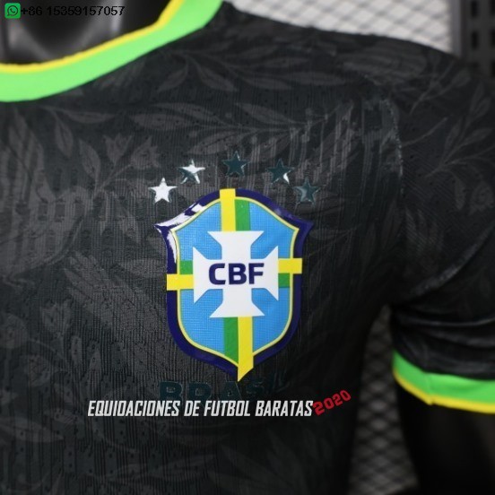 Nuevo Especial Jugadores Camiseta Brasil 2026 Negro Amarillo Verde Baratas