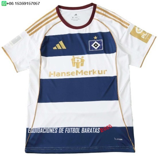 Nuevo Tailandia Especial Camiseta Hamburgo S.V. 25/26 Blanco Azul Baratas