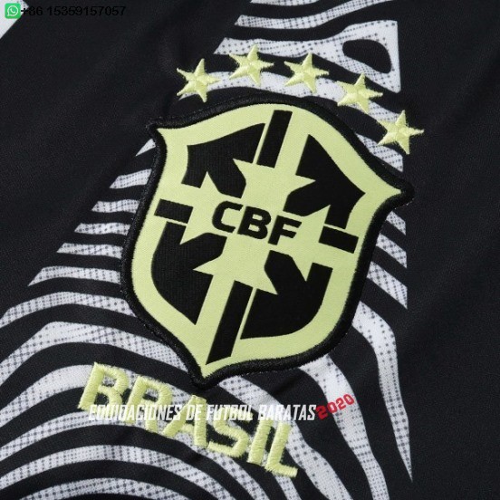 Nuevo Tailandia Portero Camiseta Manga Larga Brasil 2026 Negro Baratas